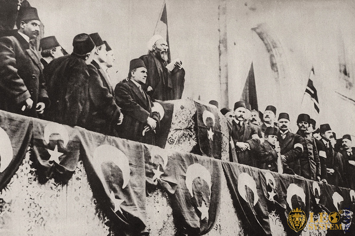 Historical photo. World War 1 - proclaiming the Holy War in Istanbul, Turkey