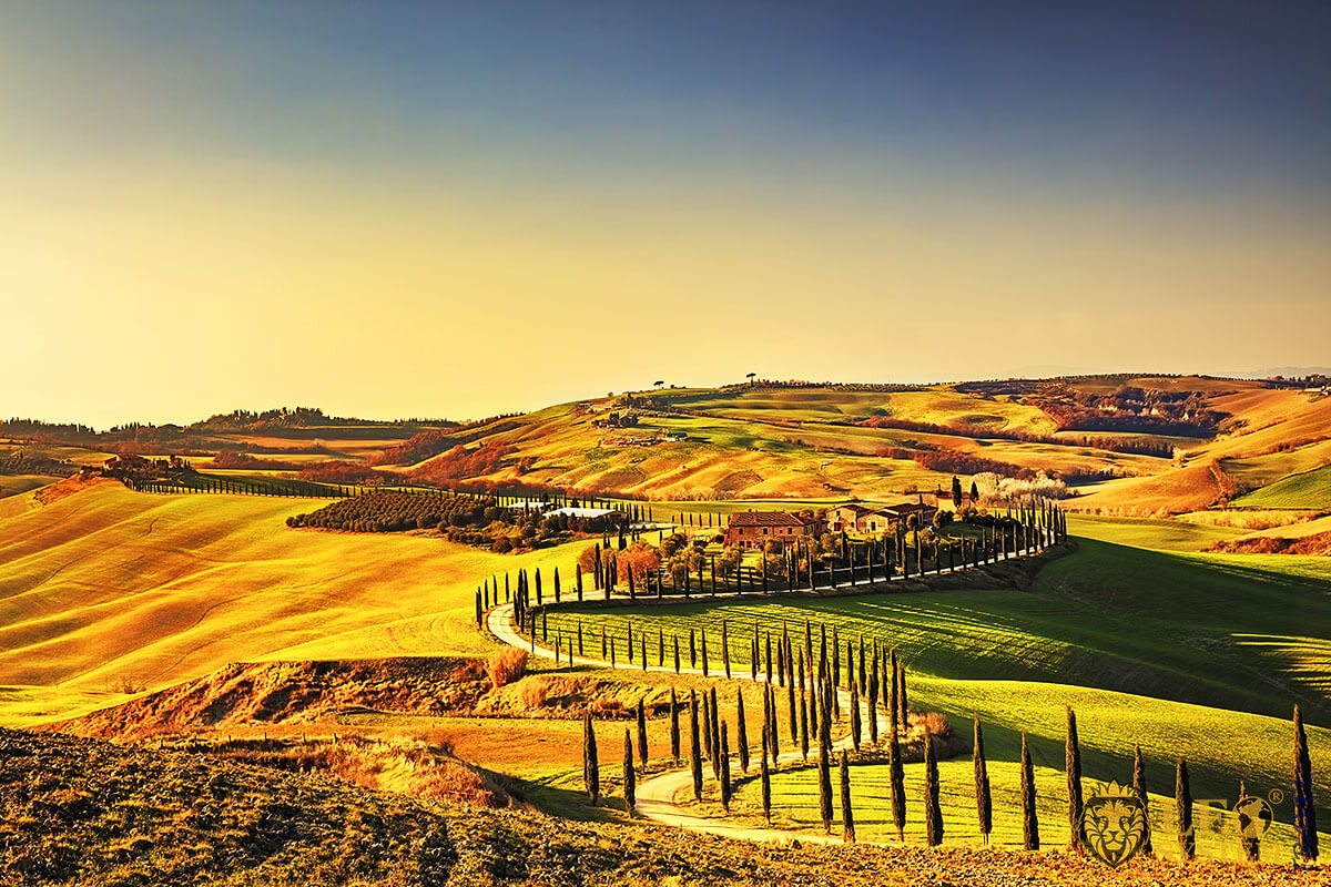 Panoramic view of a landscape in Tuscany, Italy