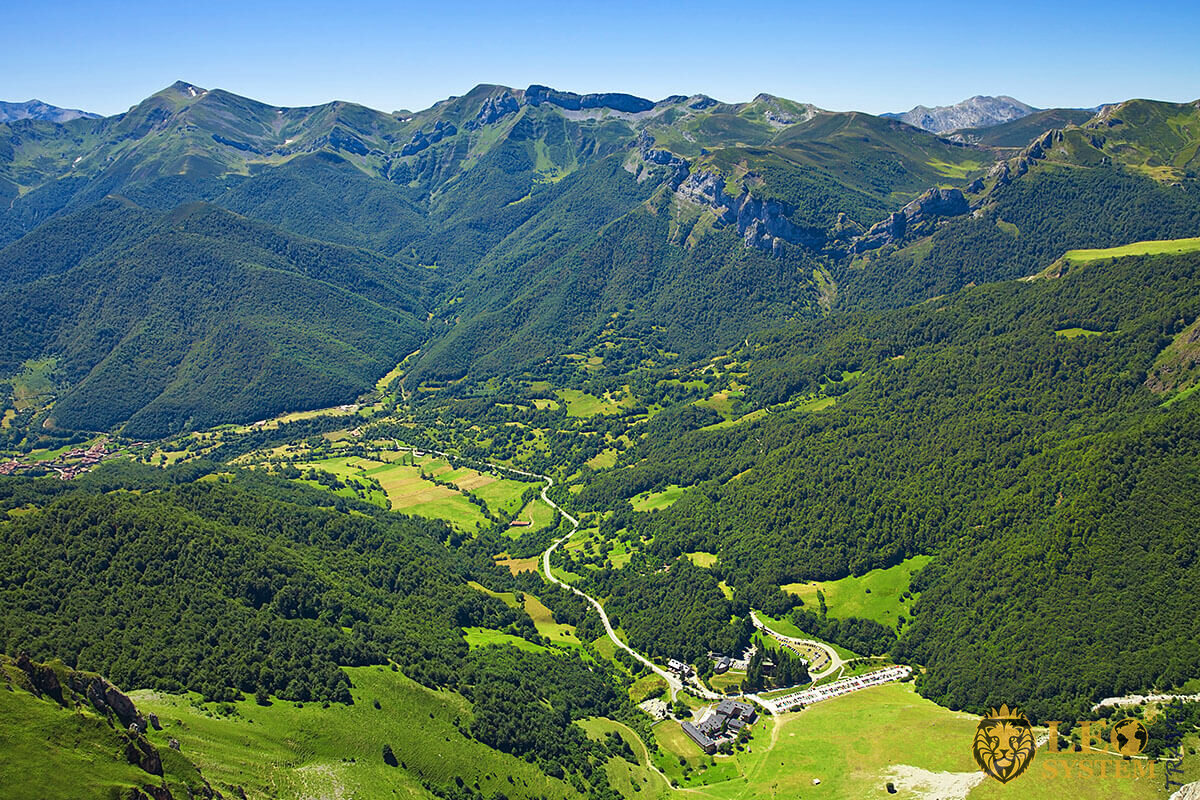 View of the valley in the Picos de Europa, Spain