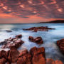 Magnificent sunset and cliffs in city of Newcastle, Australia