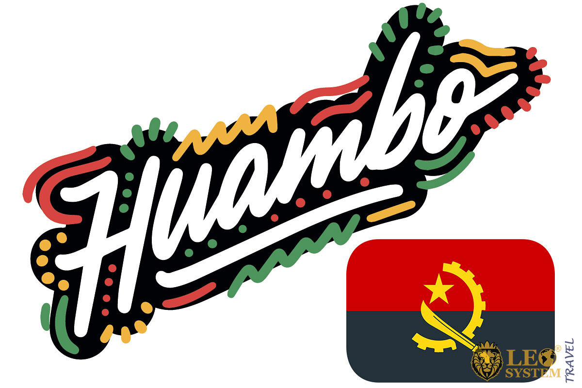 Image of a signboard with the name of the city of Huambo
