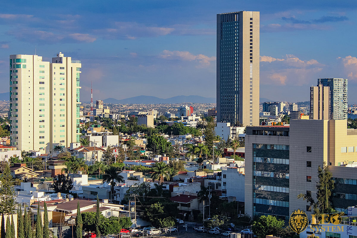 View of houses and buildings in Guadalajara, Mexico
