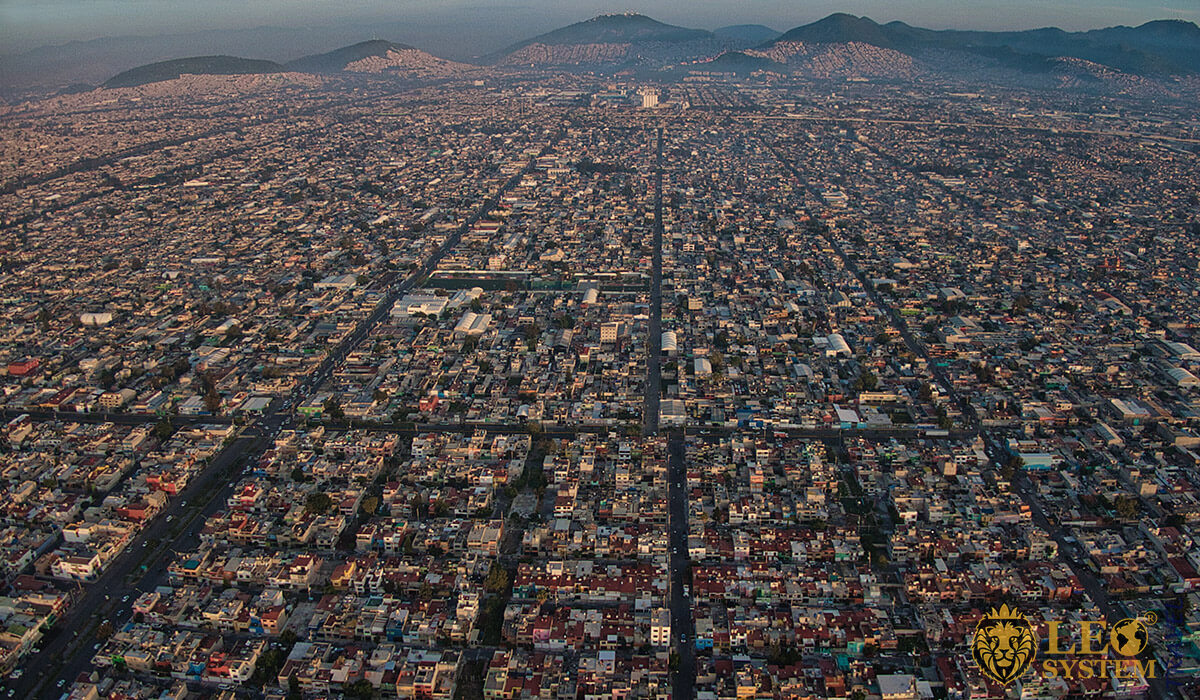 Aerial view of the city of Ecatepec, Mexico