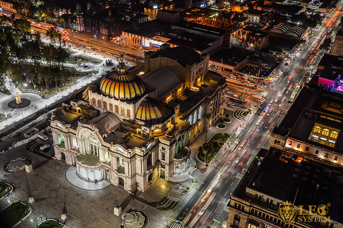 Night aerial view on Mexico City, Mexico