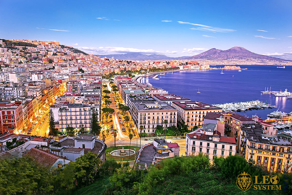Panoramic view of the city of Naples, Italy