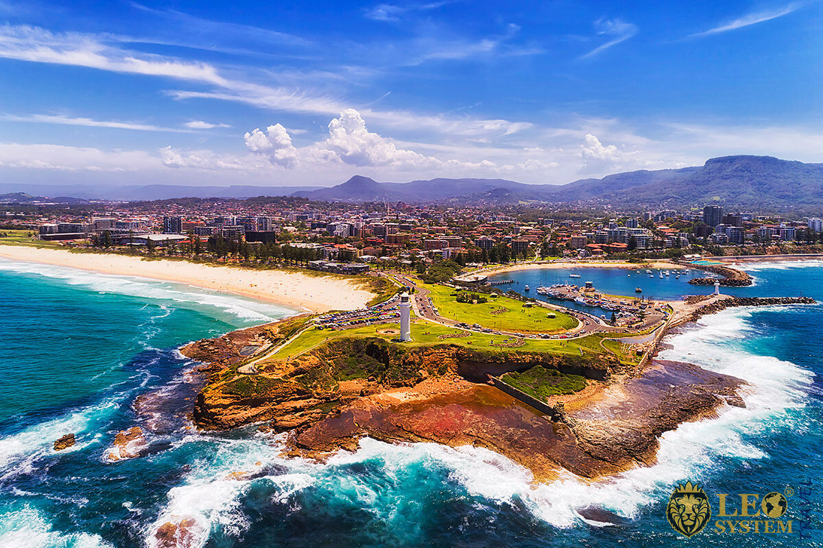 View of the Headland of Wollongong city on Pacific Coast of Australia