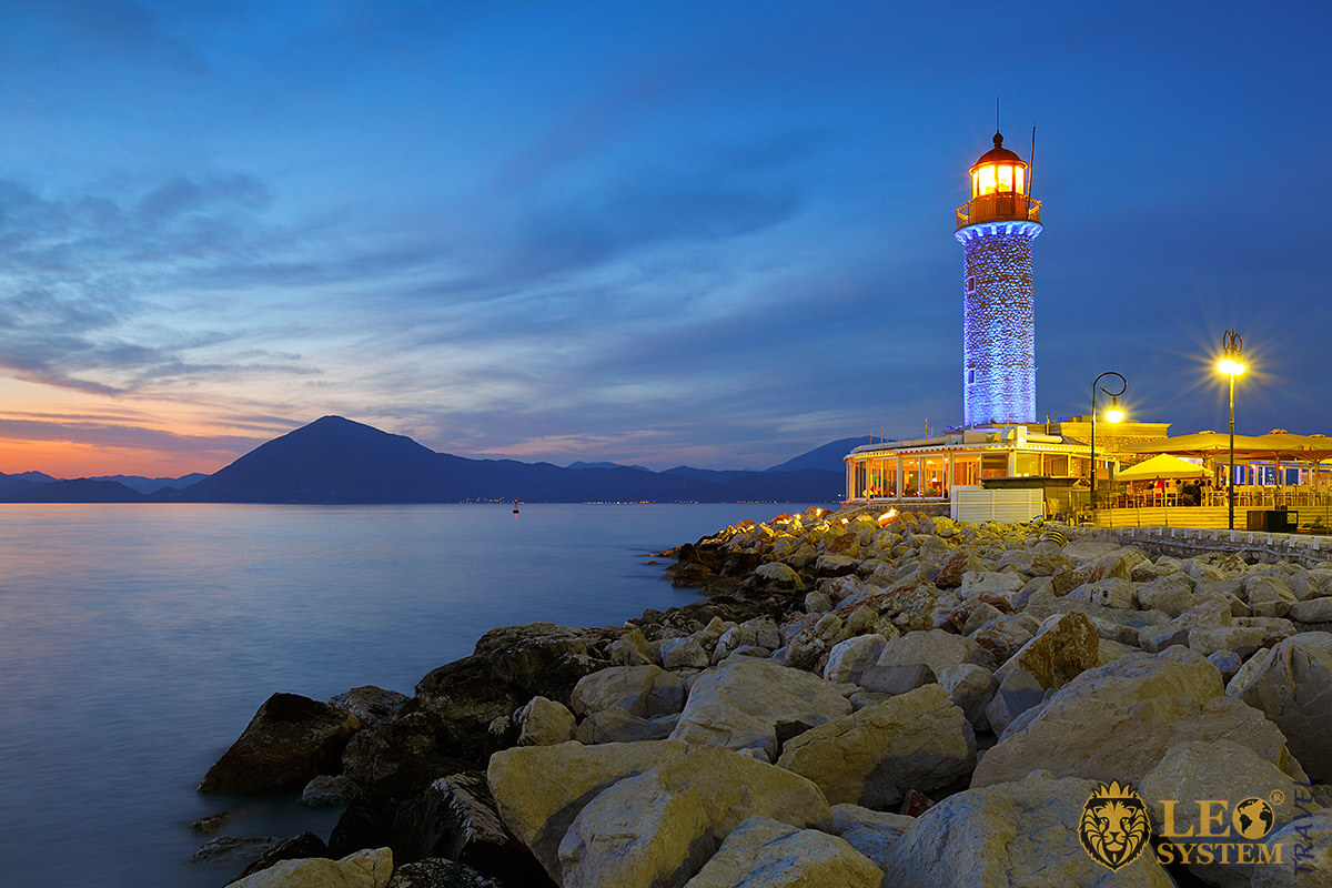 Night view of Lighthouse in Patras