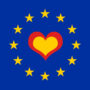 Image of the European flag and heart