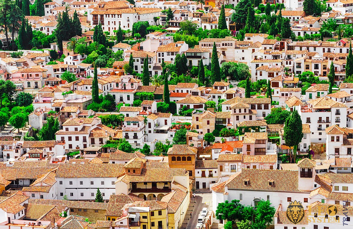 Aerial view of the architecture of the city of Granada