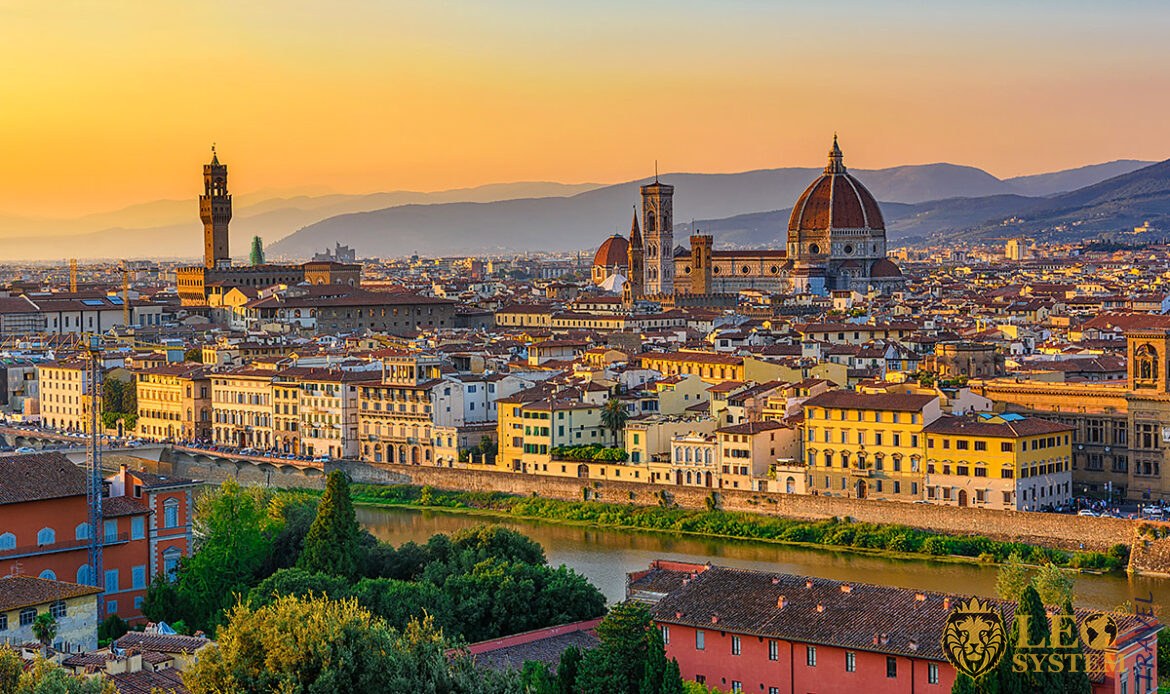 Magnificent aerial view of the city of Florence, Italy