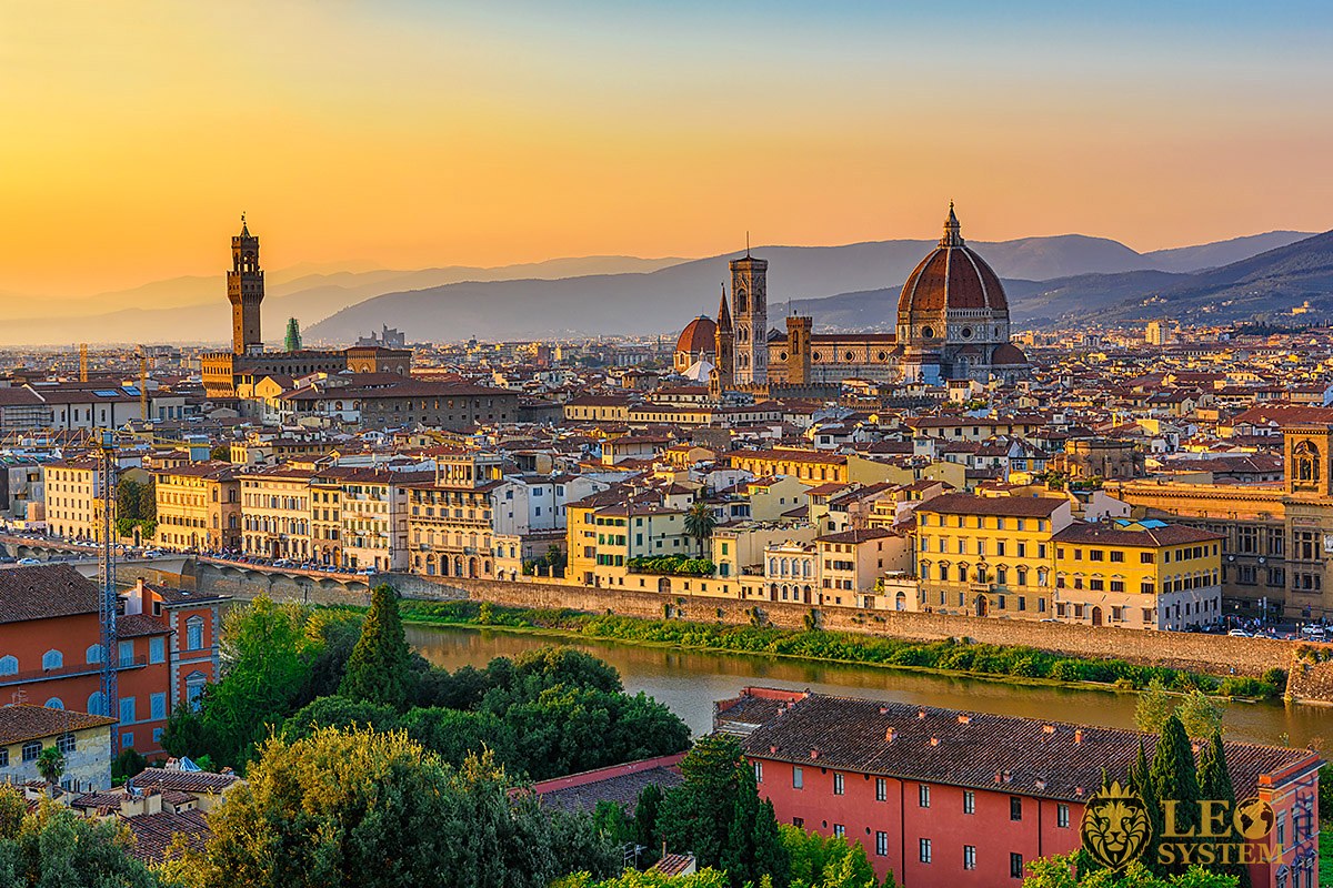 Magnificent aerial view of the city of Florence, Italy