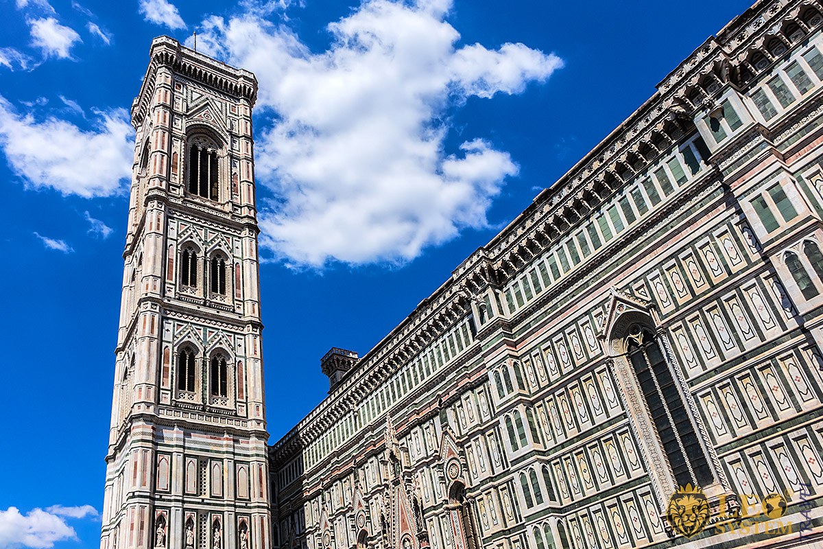 Beautiful view of Giotto's Campanile Tower, Florence, Italy