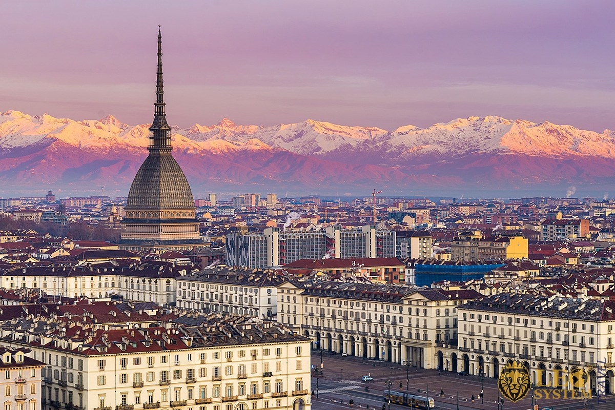 Beautiful view of the city center of Turin, Italy