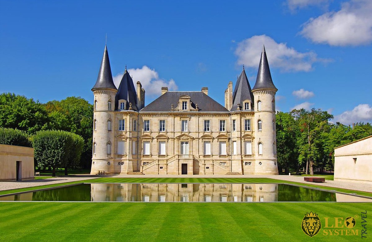 View of the landmark Chateau Pichon Longueville, city of Bordeaux