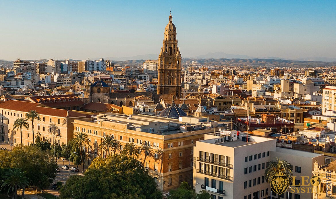 Beautiful aerial view of the city of Murcia, Spain