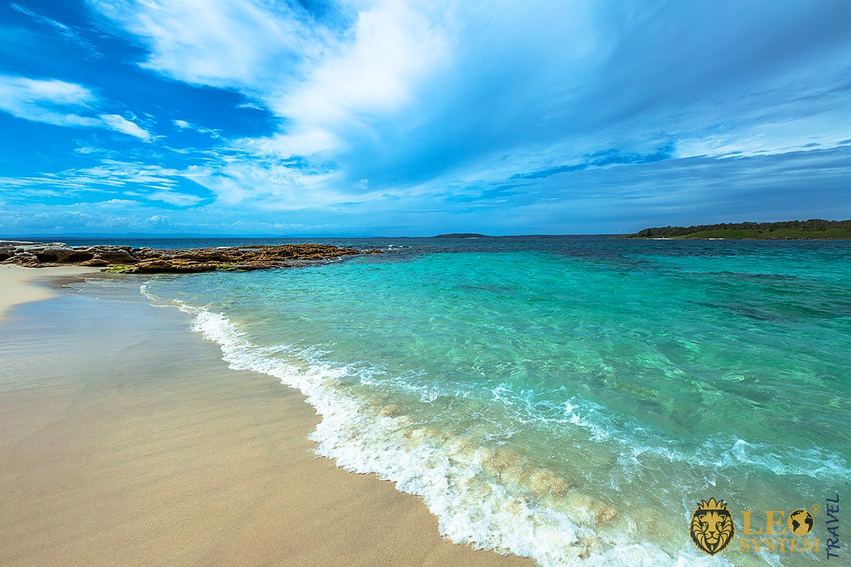 View of Hyams Beach in Jervis Bay National Park, New South Wales, Australia